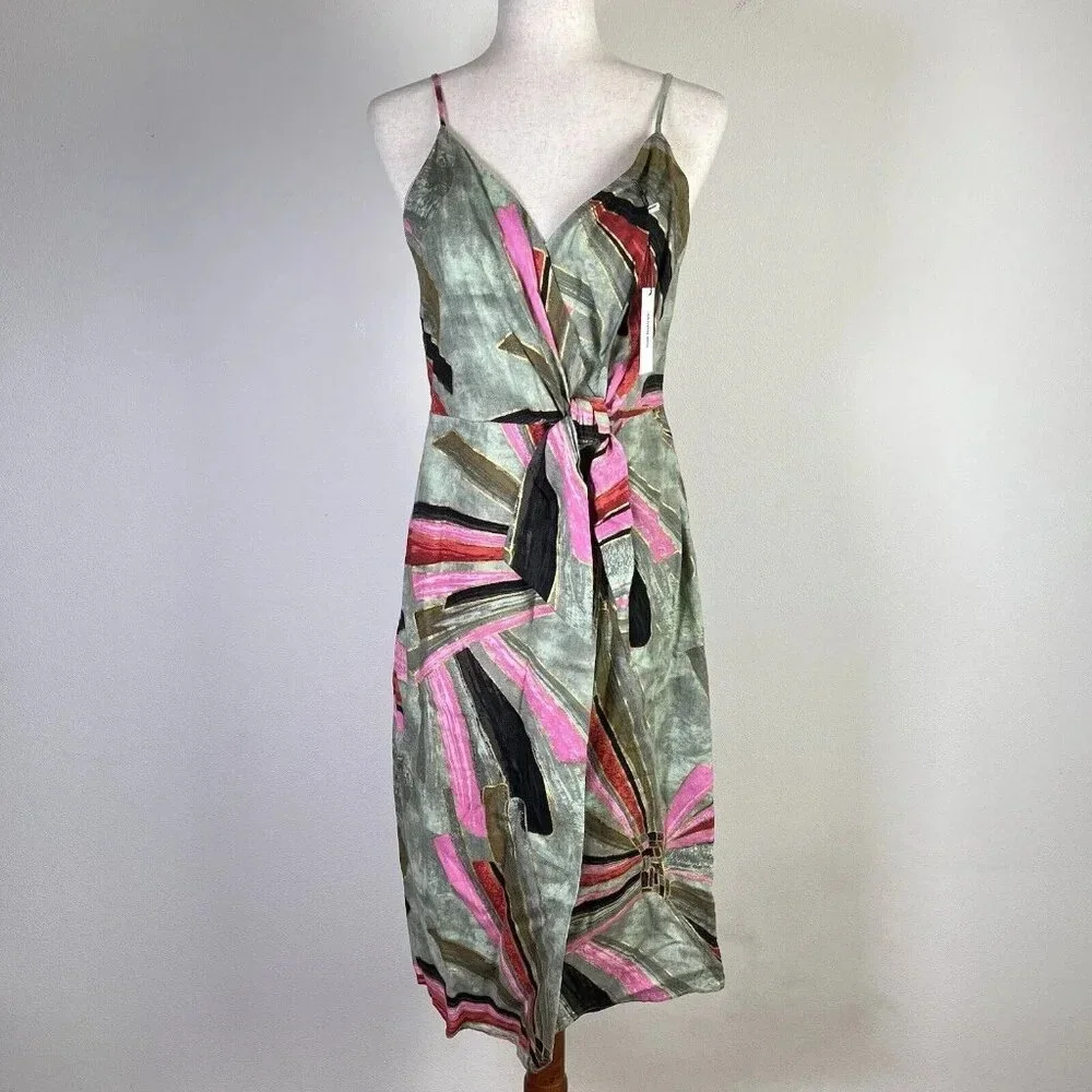 Jason Wu NWT Mini Sheath Dress Linen Blend Green Pink Tropical MSRP $425 - Picture 1 of 11